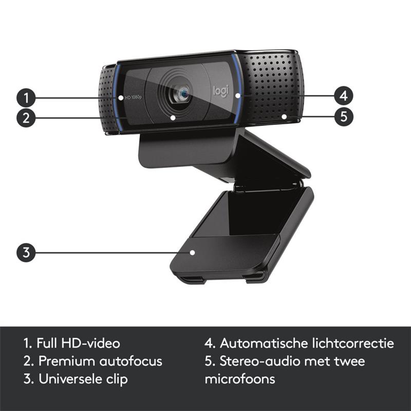 Logitech C920 webcam 15 MP 1920 x 1080 Pixels USB 2.0 Zwart