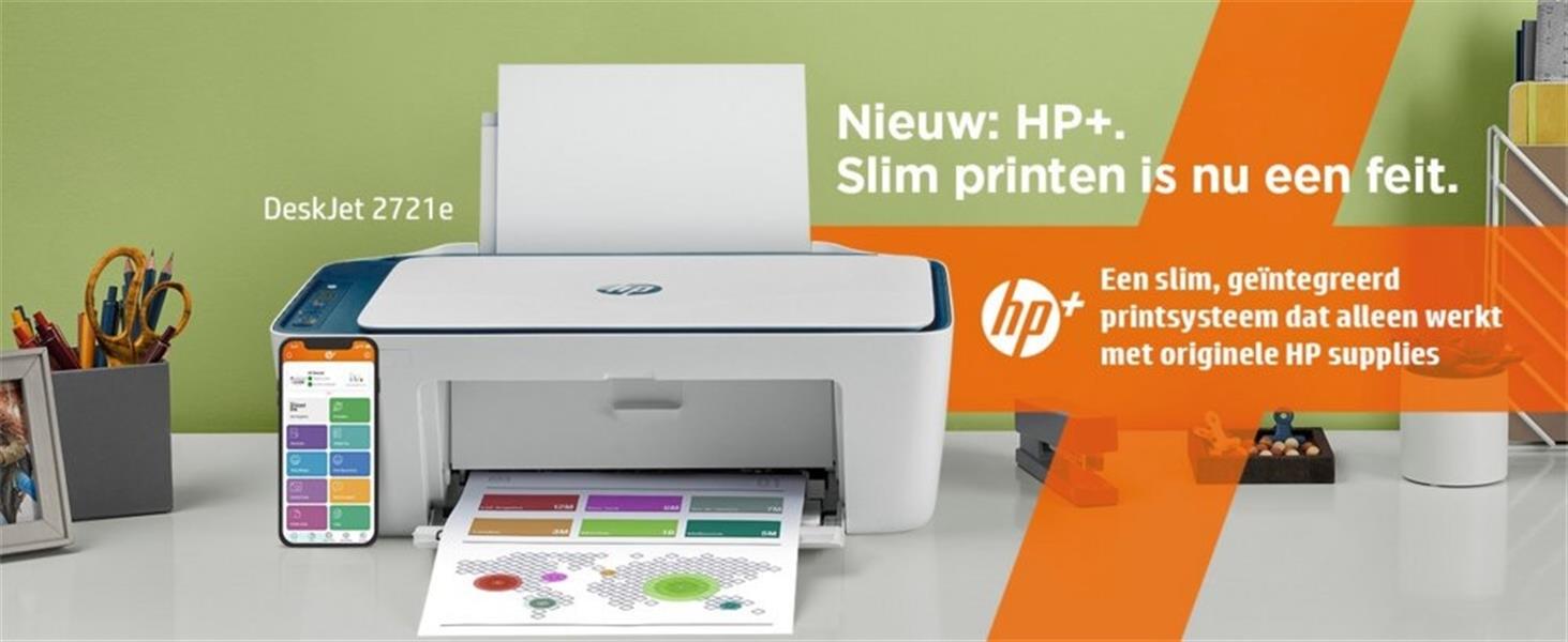 HP HP Deskjet 2721e All-in-One printer, Kleur, Printer voor Home, Printen, kopiëren, scannen, Draadloos, HP+, Geschikt voor HP Instant Ink, Printen va