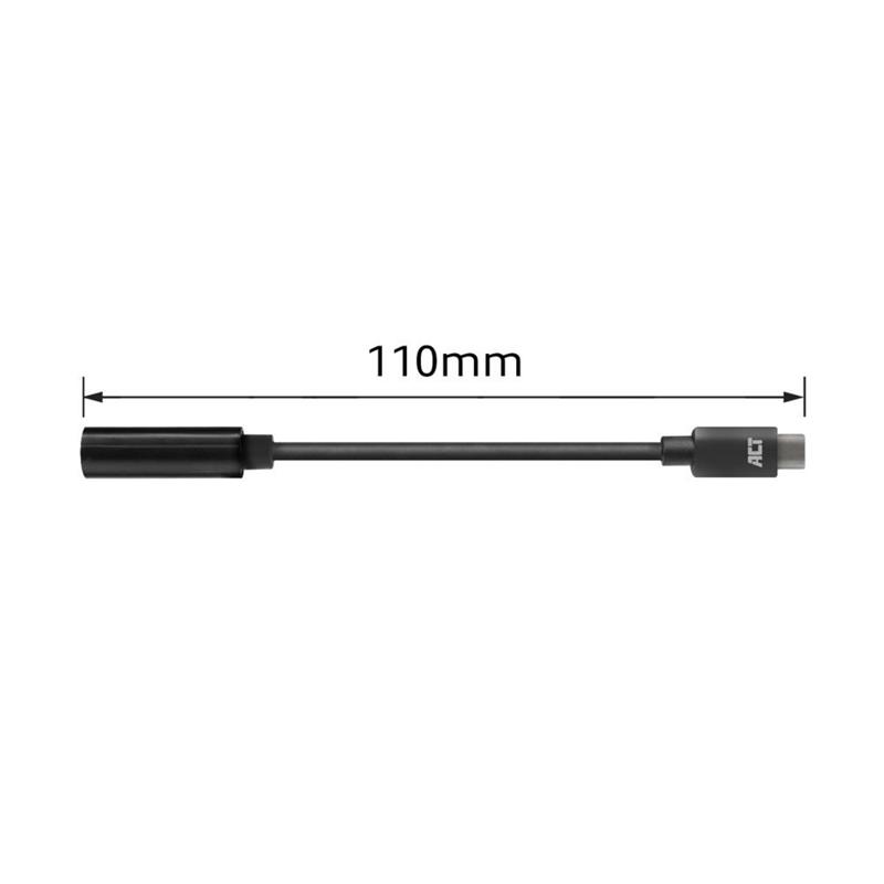 ACT AC7380 audio kabel 0,11 m 3.5mm USB Type-C Zwart