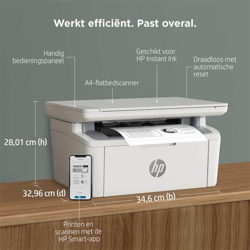HP LaserJet MFP M140w printer, Zwart-wit, Printer voor Kleine kantoren, Printen, kopiëren, scannen, Scannen naar e-mail; Scannen naar pdf; Compact for