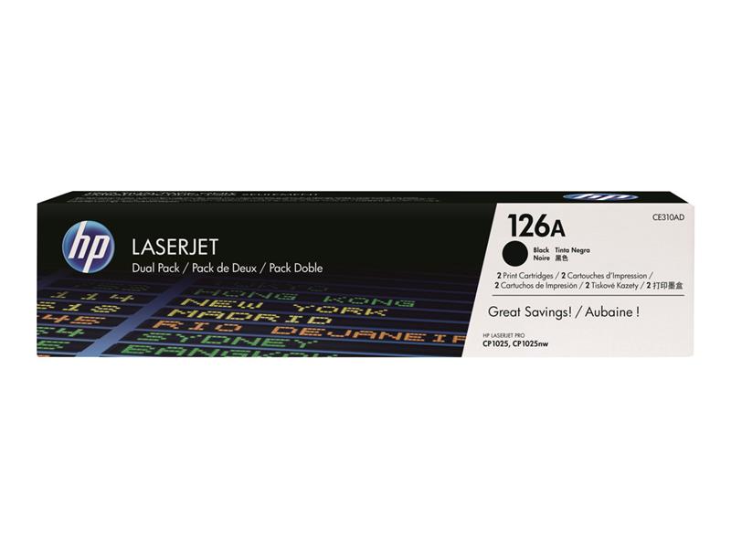 HP 126A Origineel Zwart 2 stuk(s)