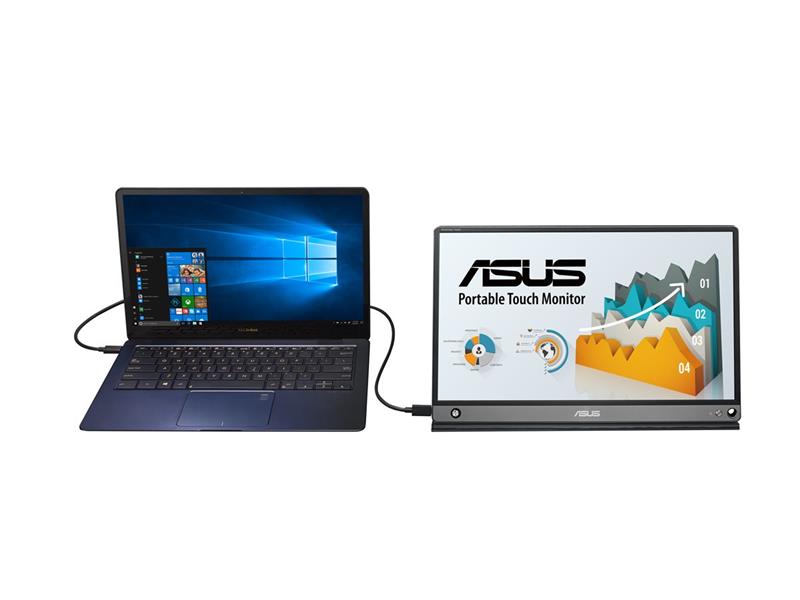 ASUS MB16AMT touch screen-monitor 39,6 cm (15.6"") 1920 x 1080 Pixels Zwart, Grijs Multi-touch Multi-gebruiker