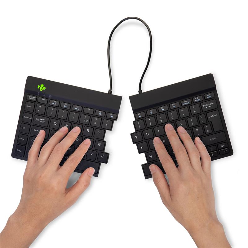 R-Go Tools Ergonomisch toetsenbord R-Go Split Break met pauzesoftware, ergonomisch gesplitst toetsenbord, QWERTY (UK), Bluetooth, zwart