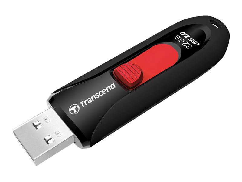 Transcend JetFlash 590 Flash Drive 16GB USB2 0 Slide-Out Key-ring 18 5MB s Black