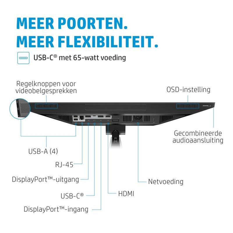 HP E24m G4 60,5 cm (23.8"") 1920 x 1080 Pixels Full HD Zwart, Zilver