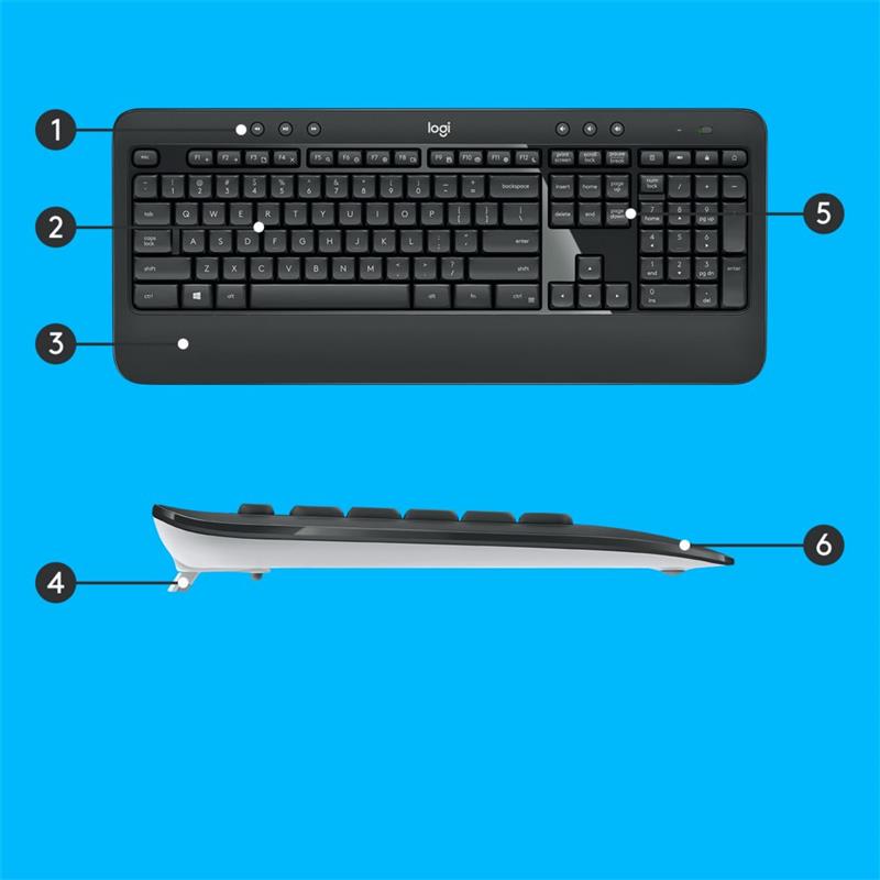 Logitech Advanced MK540 toetsenbord Inclusief muis USB QWERTZ Duits Zwart, Wit