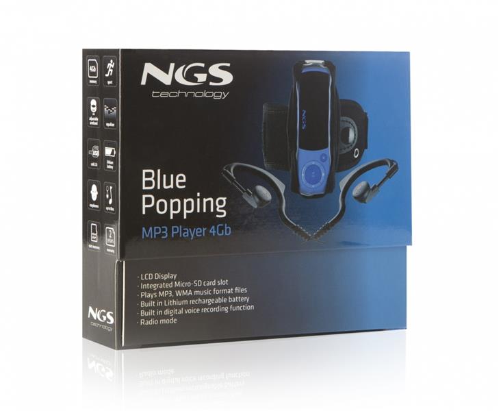 NGS Blue Popping 4GB MP3 speler Blauw