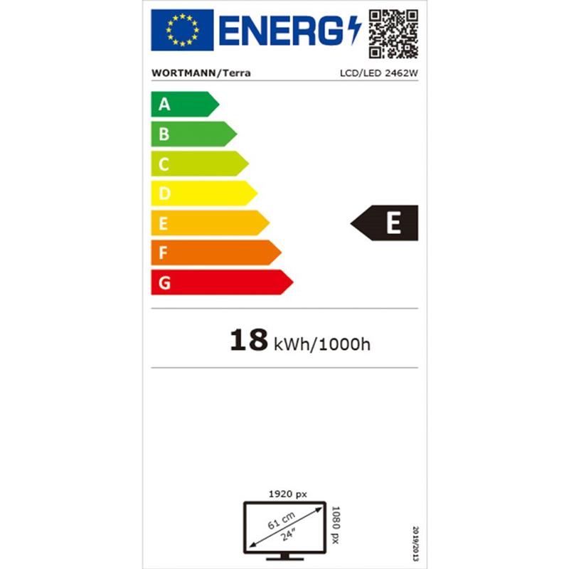 Terra Led Monitor 2462W PV Silver DP/HDMI Greenline Plus 24 inch