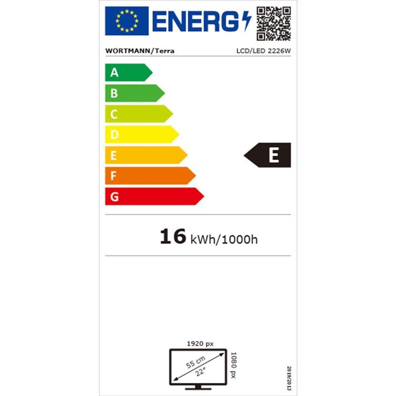 Terra Led Monitor 2226W zwart HDMI Greenline Plus 22 inch