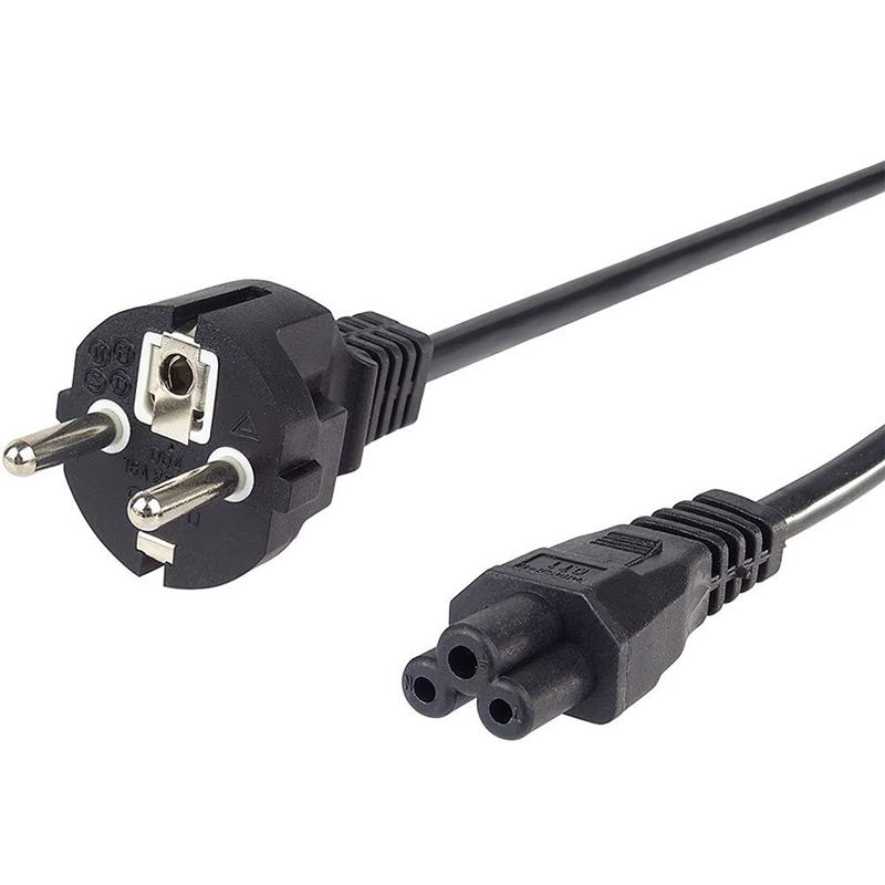 Kabel Netz 3 pol. SchuKo -> Kleeblatt abgewinkelt  0.8m black