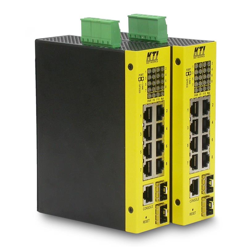 KTI Networks Industriële 10 poorts L2 managed Gigabit switch met 2 SFP poorten