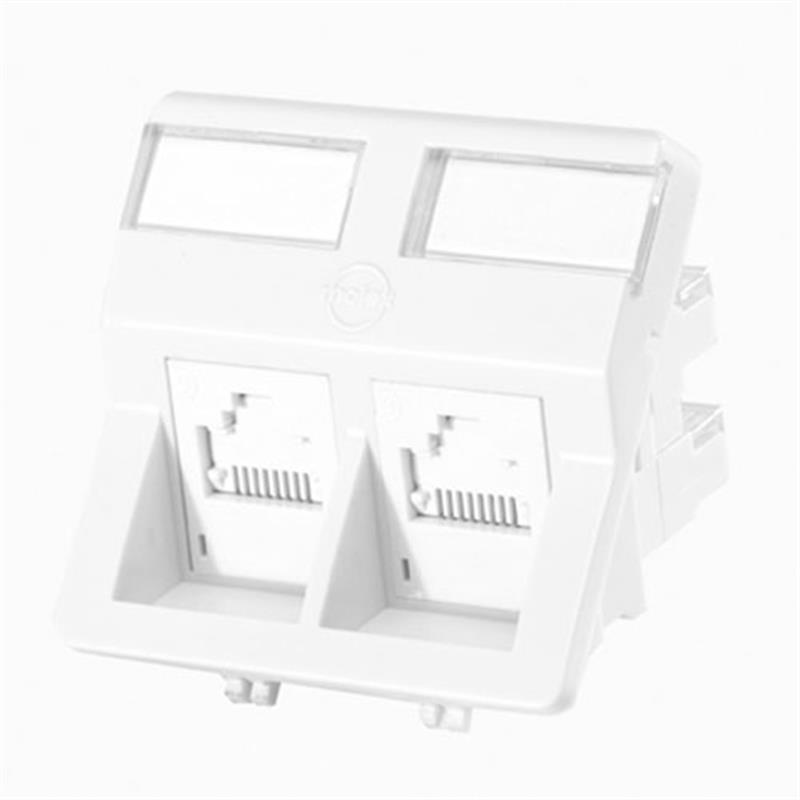 Molex Molex PowerCAT 6 UTP 2 x RJ45 inbouw module wit 50 x 50 mm