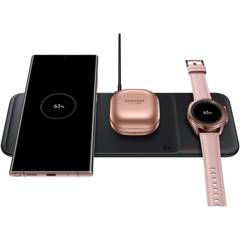 Samsung Wireless Charger Trio Headset, Smartphone, Smartwatch Wit USB Draadloos opladen Snel opladen Binnen
