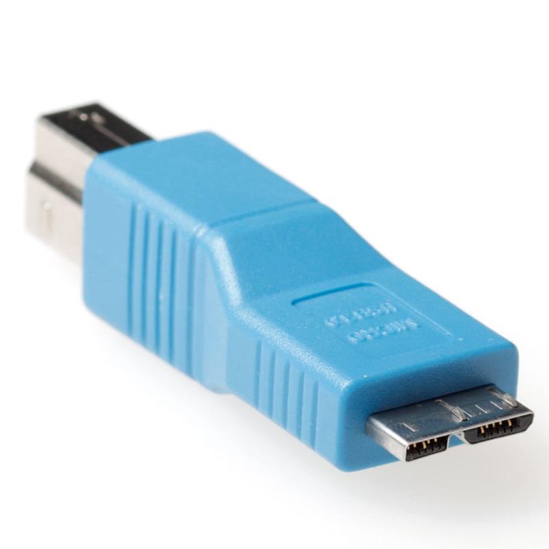 ACT SB4055 tussenstuk voor kabels USB 3.0 B USB 3.0 Micro B Blauw