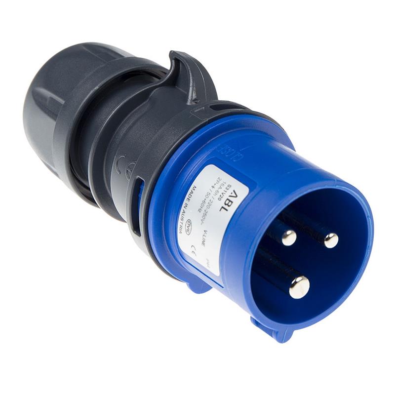 3 polige CEE Power Connector 16A 230V in het blauw