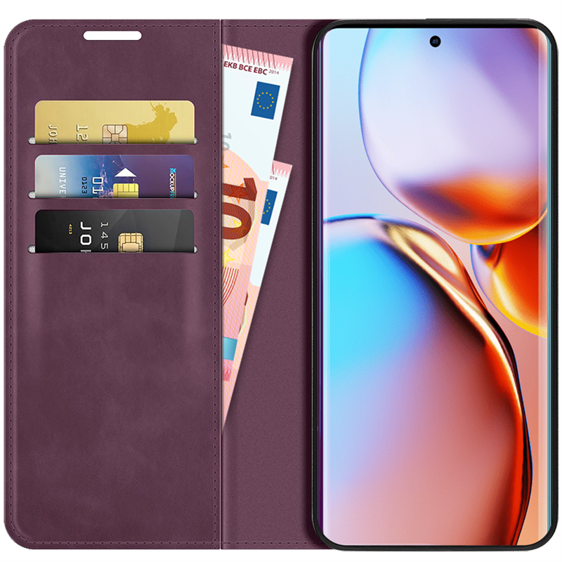 Motorola Edge 40 Pro - Magnetic Wallet Case - Purple