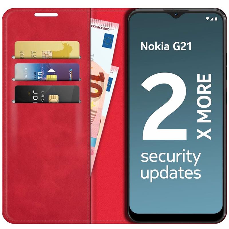 Nokia G11 G21 - Magnetic Wallet Case - Red