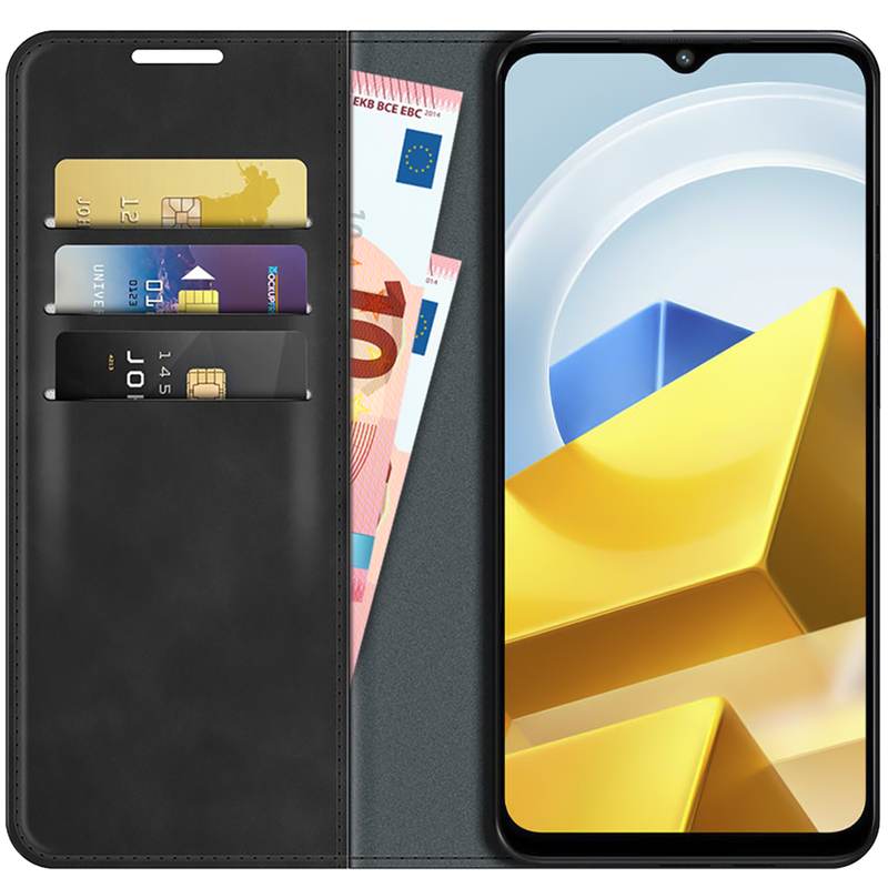 Poco M5 - Magnetic Wallet Case - Black